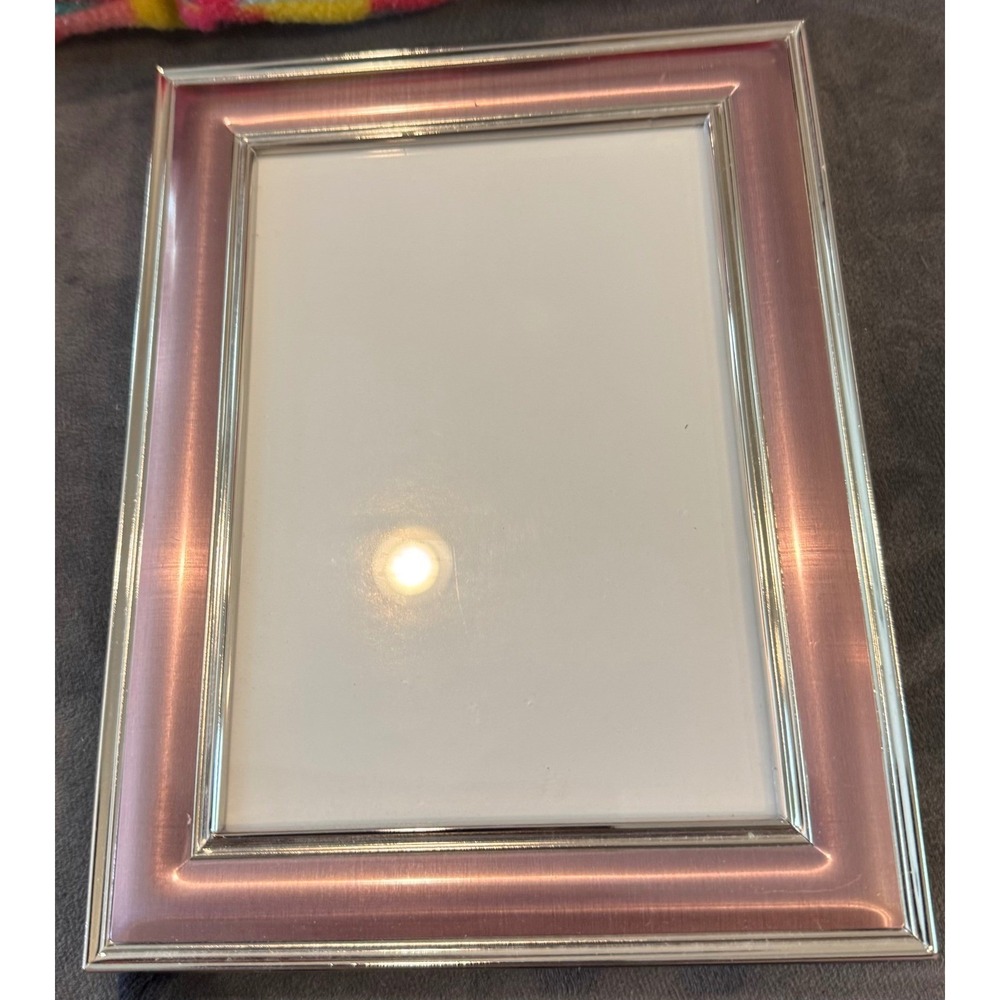 Fetco Home Decor 5x7 Picture Frame Pink Silver Brushed Metallic Tabletop Wall